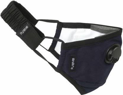 PureMe Reusable N95 Anti Pollution Mask with 2 PM2.5 Filters and Detachable Head Band Dark Blue  (Free Size, Pack of 1)