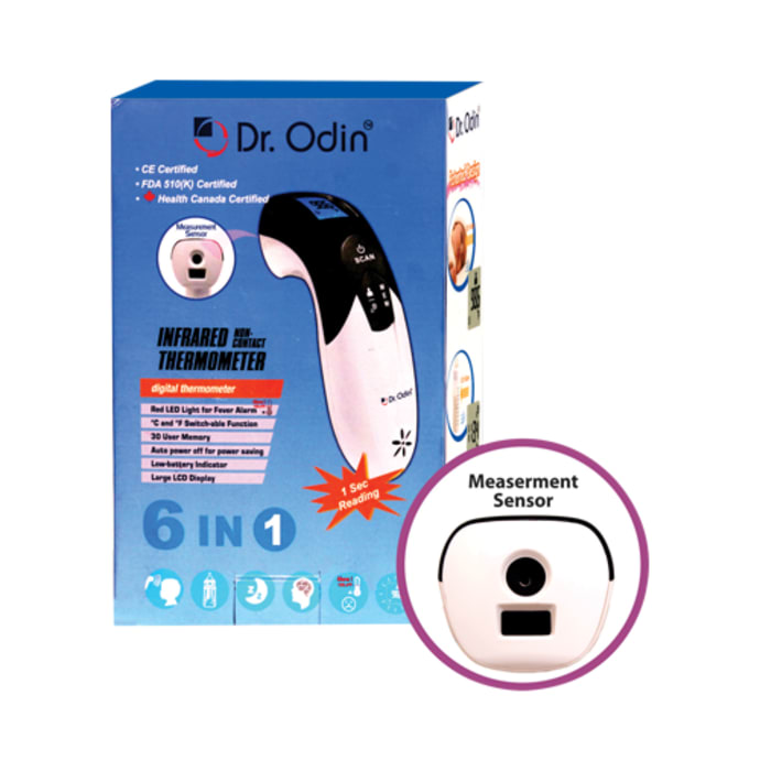 Dr odin multi function non-contact infrared thermometer with led backlit, fever alarm & memory function